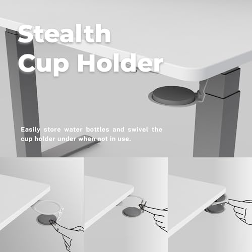 DEZCTOP Desk Cup Holder Under Table Rotation Anti-Spill Swivel Drink Holder Table Edge Cup Holder with Absorbent Cup Pad Water Bottle Stand for PC Gaming Office Desk Fit Most Beverage Cup Sizes, White - Image 3
