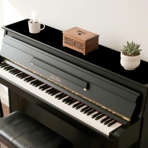 Piano Top Runner Mat, Non-Slip Rubber Bottom, Free Cut Top Protector Dust-Proof Covers for Piano Musical Instrument, Chiffonier, Chest of Drawers, TV Stand, Television Cabinet (Black, 61" x 13.8") - Image 6