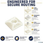 Kable Kontrol Zip Tie Mounts, 3/4” Natural White, 13000 Pcs Adhesive Backed - Image 4