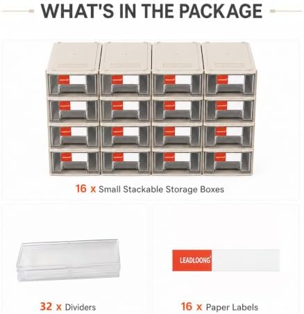 16 Pack Stackable Desk Organizer Drawers for Craft Storage Gray - Image 6