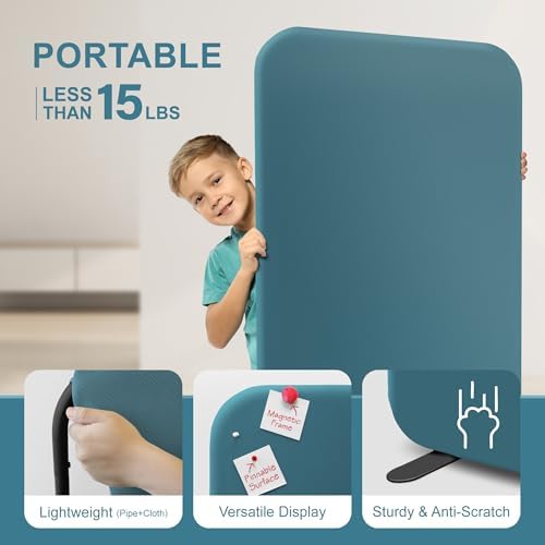DECOLAB Freestanding Room Partition, Indoor Privacy Panel 29"x65", Sapphire - Image 4
