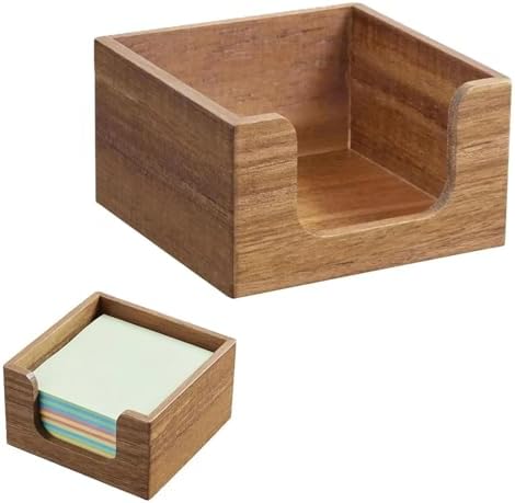 2pcs Acacia Wood Sticky Note Holder for Desk, Rustic Business Card Box Dispenser by Unknown