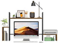 WelFurGeer LED Desk Shelf Organizer with RGB Light Strip, 2-Tier Desktop Shelf for Computer Monitor, Sturdy Metal Frame & Wood Shelves - Desk Hutch Bookshelf for Home Office, Dorm, Gaming (Brown) by WelFurGeer