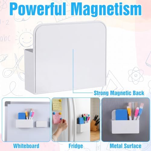 MAQUITA 20 Pcs Magnetic Marker Holder For Whiteboard Bulk Whiteboard Marker Holder Bulk Storage Organizer For Classroom Office Refrigerator Locker Pen Pencil Cup (White) - Image 4