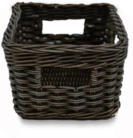 The Basket Lady Rectangular Low Wicker Storage Basket, S, Walnut Brown - Image 2