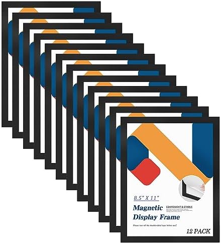 Relx 12 Pcs 8.5 x 11'' Self-Adhesive Magnetic Wall Signs Holder Magnetic Picture Frame Document Holder Wall & Window Adhesive Frames for Office Home Store Restaurant by Relx