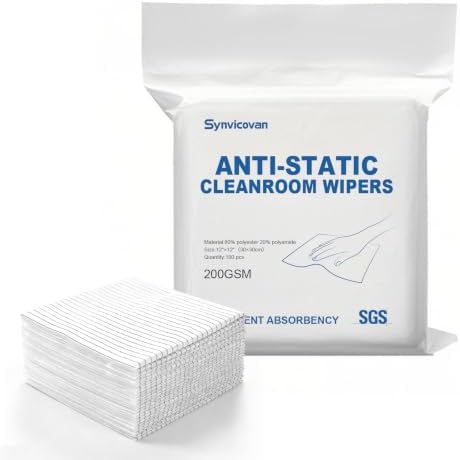 Anti-Static Microfiber cloths 12"x12"(100 Pcs,200GSM) by Synvicovan