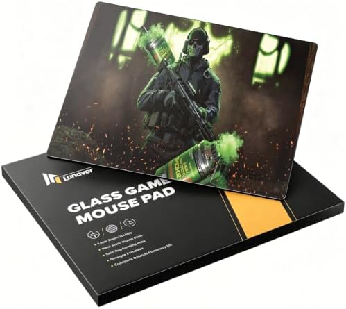 Glass Gaming Mouse Pad, 5.0 Nano Etched Surface, Custom PU Non Slip Base, Esports Level Speed & Precision, Tempered Glass, Waterproof & Durable, 490mm*420mm Large Size for FPS Gaming (Counter-Strike) by Unknown