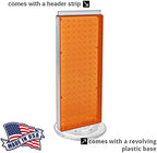 Azar Displays 700508-ORG-4C16 8-Inch W by 20-Inch H Revolving Black Pegboard Counter Display with 16-Pack of 4 inch Locking Hooks, Orange - Image 5