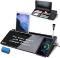SELEAD Desktop Glass Whiteboard with Wireless Charger and Storage, Black by SELEAD