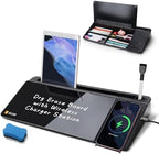 SELEAD Desktop Glass Whiteboard with Wireless Charger and Storage, Black by SELEAD