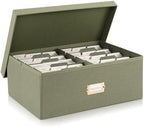 Decorative Photo Storage Box - Sturdy Linen Organizer Holds 1700 Photos by ZICOTO