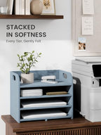Fluxynara 4-Tier Felt File Organizer with Carry Handles, Coastal Haze - Image 2