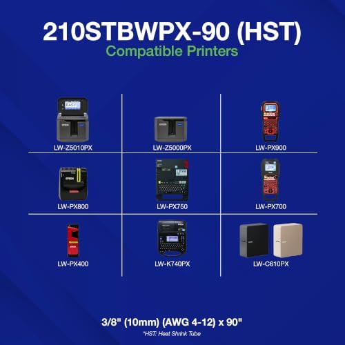 LABELWORKS Epson 210STBWPX-90 Shrink Tube - Black on White - 10mm, AWG 4-12 - Image 3