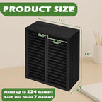 PROLEE Marker Organizer for 224 Markers, Wooden Alcohol Marker Holder with 32 Compartments, Horizontal Art Pen and Pencil Storage Rack for Desk, Classroom and Studio, Black - Image 3