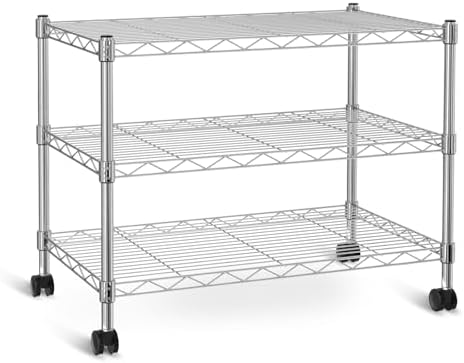 HealSmart 3-Tier Heavy Duty Storage Shelving Unit,Chrome,24.02" D x 13.78" W x 21.97" H inch, 1 Pack by HealSmart