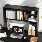 Tangkula Desktop Bookshelf, Countertop Storage Hutch with 4 Shelves for Computer Desk, Desktop 2-Tier Display Rack, Multipurpose Wood Desk Hutch Storage Organizer for Dorm Office Home (Black) - Image 4