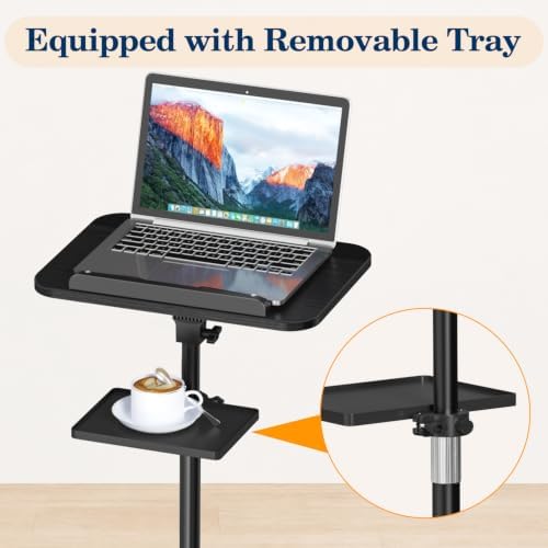 Snughome Floor Book Stand with Tray, Height Adjustment 21"-51", Black - Image 4