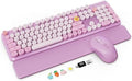 Wireless Keyboard Mouse Combo, Purple, Round Keycaps, Magnetic Wrist Rest by Trueque