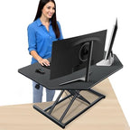 Aconcept 36 inch Black Corner Height Adjustable Standing Desk Converter, One-Click Sit to Stand up Desk Riser, Pre-Assembled for Dual Monitor and Laptop Workstation by Aconcept