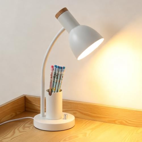 Adjustable Metal Desk Lamp with Pen Holder,Flexible Neck Table Lamp by Unknown