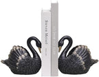 Swan Decorative Bookends,Resin Book Ends for Shelves,Unique Black Book Holders,Heavy Duty Swan Decor for Home Office Desk Bookshelf,Set of 2,Gifts for Anniversary by Kakizzy