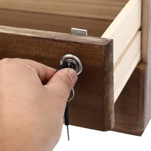 Wooden Desk Organizer with Lockable Drawers, 2-Tier Countertop Storage Cabinet File Cabinet Jewelry Organizer Home Office Supplies Organization Unit (Walnut-2 Lock) - Image 6