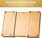 Umilife Extra Large Expandable Kitchen Siverware Utensils Drawer Organizer, 19" Deep for Big Drawer, Adjustable Bamboo Wood Drawer Divider with Curved Grooves, Cutlery Tray Flatware Holder - Image 4