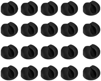 Cord Holder 20Pcs Cable Clips Winder Silicone Cable Organizer Desk Wire Storage Charger Cord Holder for Cords(Black 20pcs) by Unknown