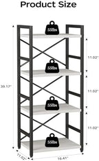 Homeiju 4 Tier Small White Metal Bookcase for CD/Movie/Book, Book Shelf Organization and Storage for Living Room, Kid's Room, and Home Furniture - 1018WH - Image 3