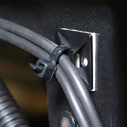 XHF 500 PCS 3/4" Black Self Adhesive Cable Zip Tie Mounts Wire Cable Clips Holders Management Anchors Organizer Holders Squares(HS-101S) - Image 2