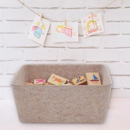 Welaxy Felt Wide Deep Drawer Organizer Caddy Natural Oatmeal Closet Storage - Image 4