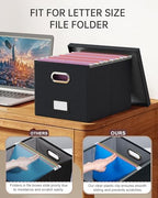 4 Pack File Storage Organizer, Document Organizer, Portable File Box with Lid, Fit for Letter/Legal File Folder Storage,Black-Box only - Image 4