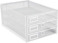 Annova Desk Organizer Wire Mesh 3 Tier Sliding Drawers Paper Sorter/Multifunctional/Premium Solid Construction for Letters, Documents, Mail, Files, Paper, Kids' Art Supplies (White) by LivingNecessities