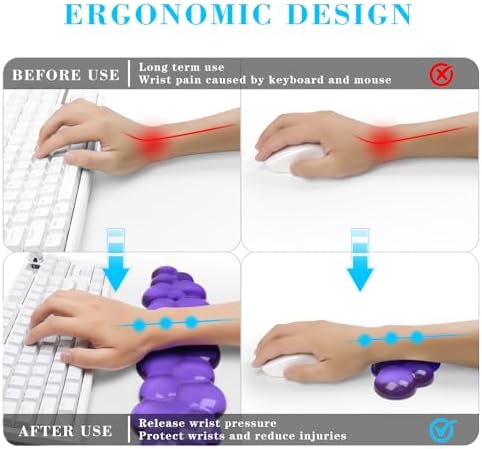 Gel Cloud Keyboard and Mouse Wrist Rest, Cute Wrist Support and Arm Support Keyboard Rest for Keyboard and Mouse Typing Pain Relief，Suitable for Office/Computer/Laptop/Gaming (Transparent Purple Set) - Image 2
