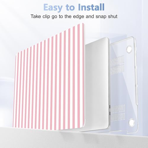 for MacBook Pro 16 inch Case 2019 2020 Release Model A2141, Plastic Hard Shell Cover with Keyboard Cover & Screen Protector for MacBook Pro 16 inch with Touch Bar, Pink & White Stripes - Image 5