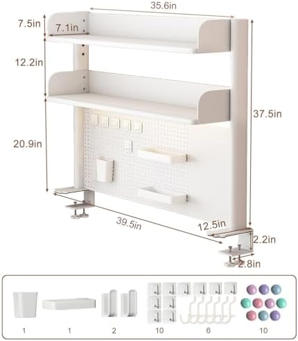 Clamp on Desk Shelf with Pegboard, Desktop Organization Bookshelf - Image 2