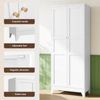 Letaya 75" H Metal Storage Cabinet with 2 Doors and 4 Shelves,Tall Kitchen Pantry Cabinets,Farmhouse Utility Pantry Organizers for Cupboard/Dining/Bathroom/Home Office/Garage Room,White - Image 4
