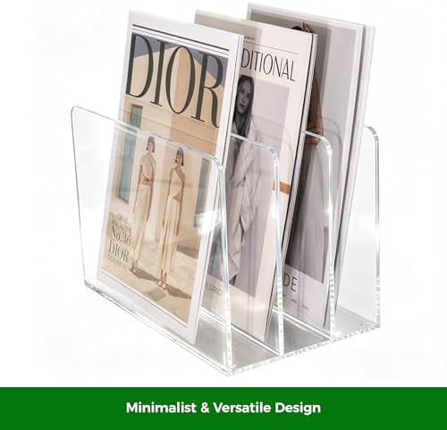 Acrylic Magazine File Holder, 3-Section A4 Desk Organizer - Image 5