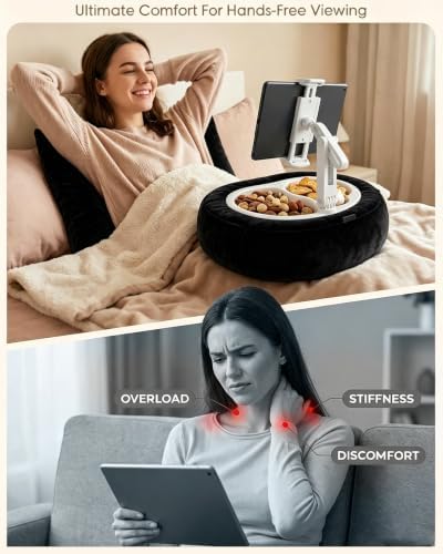 Miledi Tablet Pillow Stand for Bed with 360° Rotating Holder, Black - Image 2