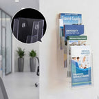 4 Pcs 5 Tier Acrylic Brochure Display, 4 Inch Wide, Wall or Desk - Image 4