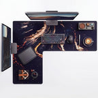 Relaxweex L Shaped Desk Mat for 90° Corner Desks, 53.1" x 39.4" Large Black Waterproof Mouse Pad with 18.9" Wide Arms, Non-Slip Rubber Desk Protector for Office, Computer and Gaming by Relaxweex