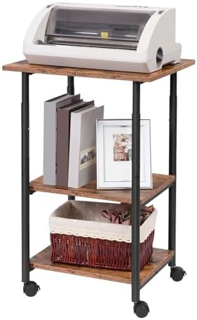 HOOBRO Printer Stand, 3-Tier Industrial Under Desk Printer Cart with Shelf, Mobile Heavy Duty Storage Rack on Wheels for Home, Office Rustic Brown and Black BF03PS01G1 - Image 5