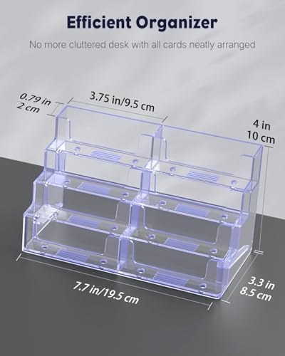 Uniclife 4 Pack Acrylic Business Card Holder for Desk 8 Slots Clear Business Card Display Stand for Men & Women Desktop Business Card Organizer Card Stand for Office Home Exhibition, 480 Card Capacity - Image 2