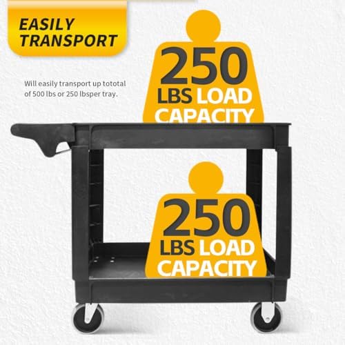 MaxWorks 50993 500-lb Utility Service PP Cart with Two Trays and Wheels 40 inch x 17 inch Overall Dimensions - Image 6