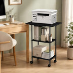 Black Large Printer Stand with Storage 3 Tier Rolling Printer Cart - Image 3