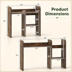 GIANTEX Extendable Desktop Bookshelf, Dorm Desk Hutch (Rustic Brown) - Image 3