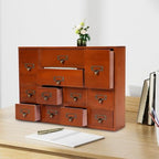 Wooden Desktop Drawer Organizer With 12 Drawers, Desk Storage Cabinet For Office Supplies, Crafts And Accessories, Space Saving Tabletop Organizer For Home Office, Natural Wood Finish, 20.08 Inch - Image 7