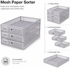 Exerz Paper Sorter 3 Drawer Wire Mesh A4 / Desk Multifunctional Desk Organiser/Multi-Layer Letter Tray - for Documents, Magazines, Notebooks and Letter (Silver) - Image 6