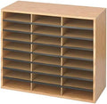 Safco Literature Organizer, 24 Compartments, Office and Classroom Mailbox with Adjustable Shelves, Wood Paper and Mail Sorter, Medium Oak by SafcoProducts